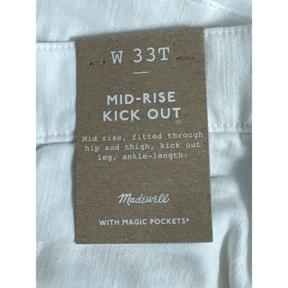 NWT Madewell Tall Kick Out Crop Jeans in Pure White Size 33T - Picture 7 of 15